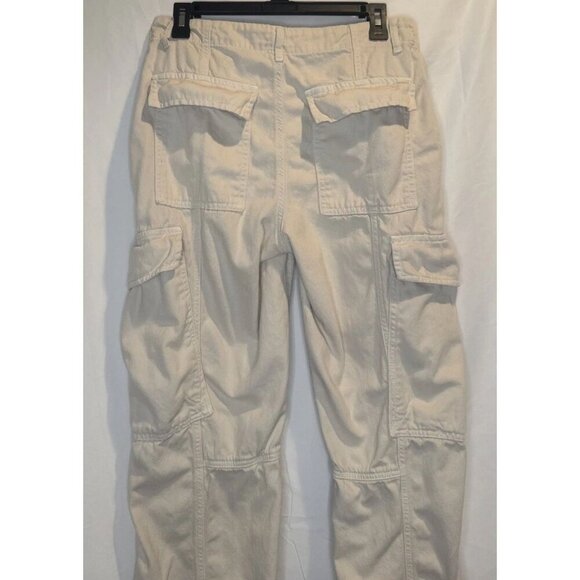 Free People Womens Cream Tofu Slouch Cargo Baggy Pants Button Cuff Sz 6 - Picture 8 of 16